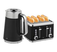 HOMCOM Electric Kettle and Toaster Set, 3000W 1.7L UK Strix Thermostat Rapid Boil Jug Kettle with Limescale Filter, Cool Touch Body, 4 Slice Toaster with 7 Browning Controls, Crumb Tray, Black