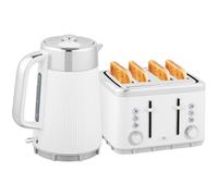 HOMCOM Electric Kettle and Toaster Set, 3000W 1.7L UK Strix Thermostat Rapid Boil Jug Kettle with Limescale Filter, Cool Touch Body, 4 Slice Toaster with 7 Browning Controls, Crumb Tray, White