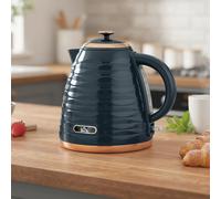 HOMCOM Electric Kettle 1.7L, Fast Boil, 3kW Cordless Water Kettle with Removable Washable Anti-scale Filter, UK Otter Thermostat, Auto Shut-off, 360° Swivel, BPA Free, Dark Blue Water Ripple Texture