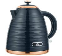 HOMCOM Electric Kettle 1.7L Fast Boil 3kW Cordless Water Kettle Dark Blue | Removable Washable Anti-scale Filter, UK Otter Thermostat, Auto Shut-off, 360° Swivel, BPA Free, Water Ripple Texture