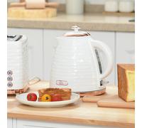 HOMCOM Electric Kettle, 1.7L, Fast Boil, 3kW Cordless Water Kettle with Removable Washable Anti-scale Filter, Auto Shut-off, 360° Swivel, BPA Free, Cream White Water Ripple Texture