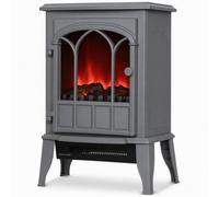 HOMCOM Freestanding Electric Fireplace, Electric Log Burner with LED Flame Effect, Overheating Safety System, 1000W/2000W Grey