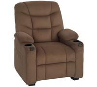 HOMCOM Electric Massage Recliner Armchair with Vibration, Heat, Whisper-Quiet Motor, Memory Function, Fleece Power Reclining Chair with Spring Pack, USB Port, Footrest, Side Pocket, Cup Holders, Brown