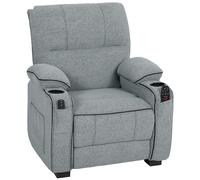 HOMCOM Electric Massage Recliner Armchair with Vibration, Heat, Whisper-Quiet Motor, Memory Function, Velvet Power Reclining Chair with Spring Pack, USB Port, Footrest, Side Pocket, Cup Holders, Grey