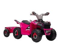 HOMCOM Electric Quad Bike, 6V Kids Ride-On ATV with Back Trailer - Pink
