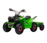 HOMCOM Electric Quad Bike, 6V Kids Ride-On ATV with Back Trailer - Green