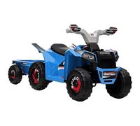 HOMCOM Electric Quad Bike 6V Kids Ride On Back Trailer 18-36 Months Blue