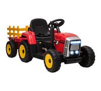 HOMCOM Ride On Tractor with Detachable Trailer, Remote Control, Music - Red