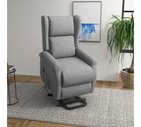 Homcom Electric Rise Linen Fabric Recliner Armchair Power W/ Remote Control Grey