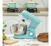 HOMCOM Stand Mixer, 4.5L Food Mixer for Baking, 6 Speeds and Pulse Setting, 1300W Cake Electric Whisk with Dough Hook, Whisk, Stainless Steel Bowl, Splash Guard, Beater, Blue