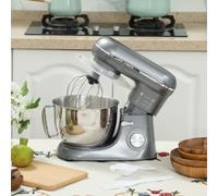 HOMCOM Electric Stand Mixer, 4.5L Food Mixer with Dough Hook, Whisk, Silver - Silver
