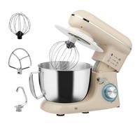 HOMCOM Stand Mixer, 4.5L Food Mixer for Baking, 6 Speeds and Pulse Setting, 1300W Cake Electric Whisk with Dough Hook, Whisk, Stainless Steel Bowl, Splash Guard, Beater, Silver Tone