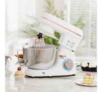 Homcom Electric Stand Mixer, 4.5L Food Mixer With Dough Hook, Whisk, White