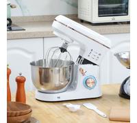 Homcom Electric Stand Mixer, 5L Food Mixer With Dough Hook, Whisk, White