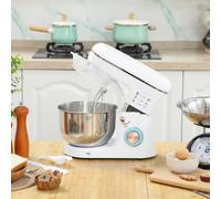 Homcom Electric Stand Mixer, 5L Food Mixer With Dough Hook, Whisk, White