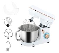 HOMCOM Electric Stand Mixer, 5L Food Mixer w/ Dough Hook, Whisk, White, White