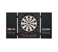 Homcom Electronic Dartboard In Case Led Scoreboard W/ 12 Darts 30 Heads Cabinet In Black Black