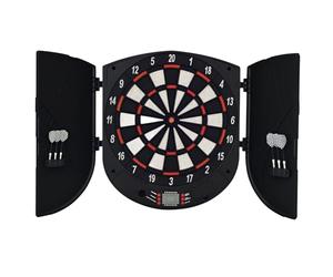 HOMCOM Electronic Dartboard Set 26 Games and 185 Variations with 6 Darts and Cabinet to Stroage Multi-Game Option Ready-to-Play