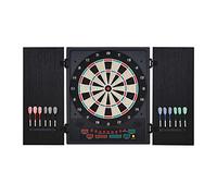 HOMCOM Electronic Dartboard Set, 27 Games Modes and 202 Variations, LED & 12 Soft Tip Darts and Cabinet to Storage, Ready-to-Play Multi-Game Option Darts Machine