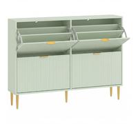 HOMCOM Elegant Four-Drawer Shoe Cabinet - Light Green