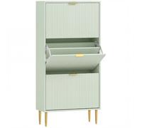 HOMCOM Elegant Three-Drawer Shoe Cabinet - Light Green