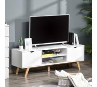 HOMCOM Elegant TV Stand Media Unit with Wooden Legs, White
