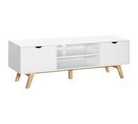 HOMCOM Elegant TV Stand Media Unit with Wooden Legs, White