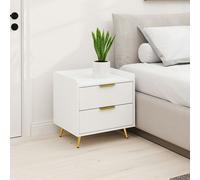 HOMCOM Elegant Two-Drawer Bedside Table - Black - White