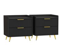 HOMCOM Elegant Two-Drawer Bedside Table Set of 2 - Black