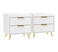 HOMCOM Elegant Two-Drawer Bedside Table Set of 2 - White