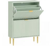HOMCOM Elegant Two-Drawer Shoe Cabinet - Light Green