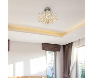 Homcom Elgant Crystal Chandelier Ceiling Light Flush Mount Pendant Lamp In Clear Clear