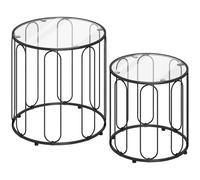 HOMCOM Elliptical Cut-Out Nesting Tables - Black