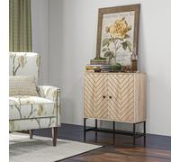 Homcom Embossed Arrow Storage Cabinet With Adjustable Shelf Metal Frame In Light Brown Light Brown