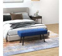 HOMCOM End of Bed Bench, Upholstered Hallway Bedroom with Steel Legs, Blue - Blue