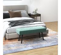 Homcom End Of Bed Bench, Upholstered Hallway Bedroom With Steel Legs, Green