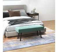 HOMCOM End of Bed Bench, Upholstered Hallway Bedroom with Steel Legs, Green