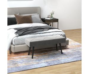 Homcom End Of Bed Bench, Upholstered Hallway Bedroom With Steel Legs, Grey