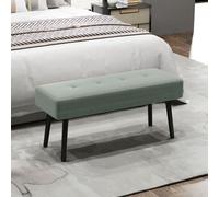 HOMCOM End of Bed Bench w/ Thick Padding and Steel Legs for Entryway, Green