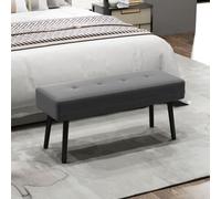 HOMCOM End of Bed Bench with Thick Padding and Steel Legs for Entryway, Grey, Grey