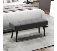 Homcom End Of Bed Bench With Thick Padding And Steel Legs For Entryway In Grey Grey