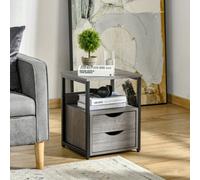 Homcom End Table Bedside Desk Slim Storage Cabinet With Shelf Grey, Grey