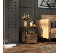 Homcom End Table Bedside Desk Slim Storage Cabinet With Shelf Rustic Brown Brown