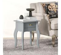 Homcom End Table French Style Small Table With Drawer And Curved Legs, Grey