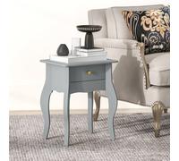HOMCOM End Table French Style Small Table with Drawer and Curved Legs - Grey | TJ Hughes