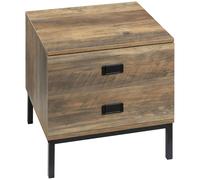 HOMCOM End Table Metal Frame Bed Side Table Storage Drawer Bedroom Coffee in Brown HOMCOM Brown