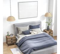 HOMCOM End Table Metal Frame Bed Side Table Storage Drawer Bedroom in Brown HOMCOM Brown