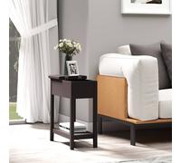 Homcom End Table, Narrow Side Table With Flip Top, Bottom Shelf In Brown Brown