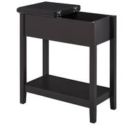 HOMCOM End Table, Narrow Side Table with Flip Top , Shelf, Dark Coffee