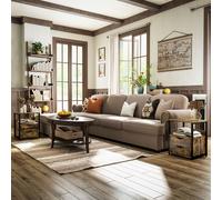 End Table Set of 2, Bedside Desk Slim Storage Cabinet Rustic Brown HOMCOM Brown One Size